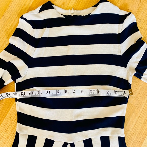 LK BENNETT MARIA NAVY & CREAM BOLD STRIPE JERSEY LONG SLEEVE MIDI  DRESS - Picture 4 of 5